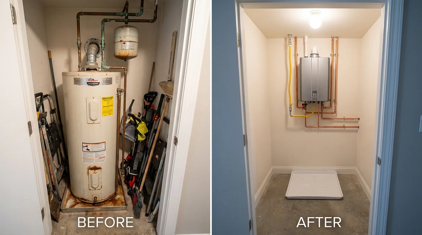 Tank water heater versus wall-mounted tankless unit comparison for Hermosa Beach, CA homeowners
